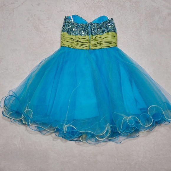 B Darlin ✦ Blue Strapless Party Dress ✦ Sequin Bodice + Tulle Flare ✦ XS EUC - Picture 12 of 17